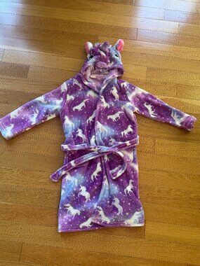 Unicorn Bathrobe Purple Kids 8-9